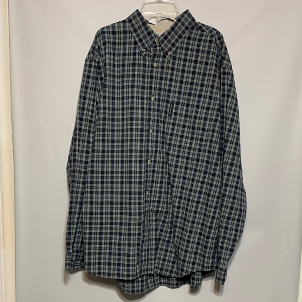 Columbia Blue and Green Casual Button Down Shirt